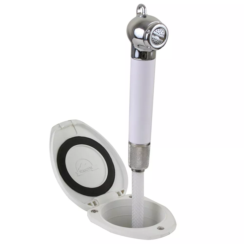 Scandvik Recessed Shower w/6 White Hose – Push-Button