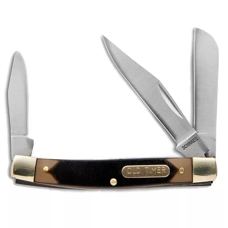 Schrade Old Timer Middleman 3-Blade Pocket Knife 3.31" Black/Brown