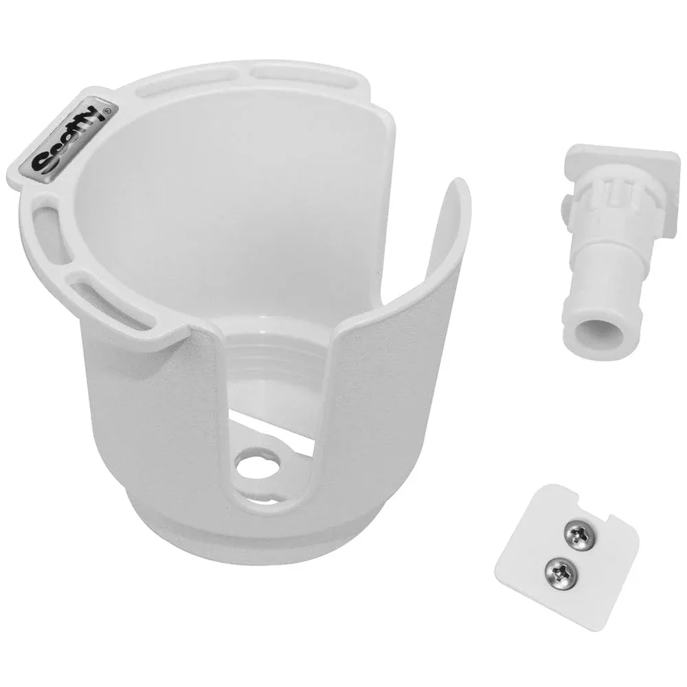 Scotty 311 Drink Holder w/Bulkhead/Gunnel Mount & Rod Holder Post Mount – White