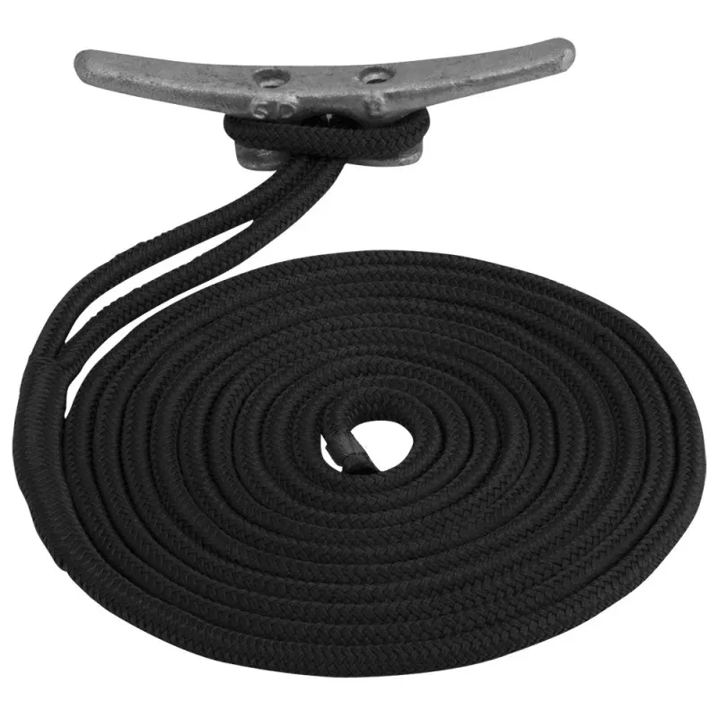 Sea-Dog Double Braided Nylon Dock Line – 1/2 x 10 – Black
