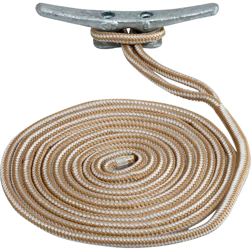 Sea-Dog Double Braided Nylon Dock Line – 3/4″ x 25′ – Gold/White
