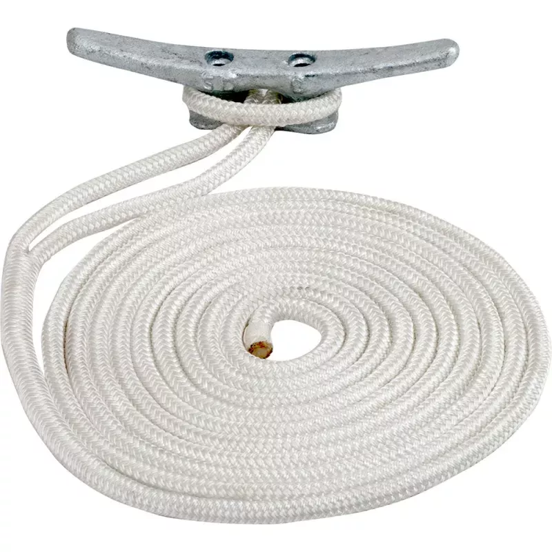 Sea-Dog Double Braided Nylon Dock Line – 3/8 x 20 – White