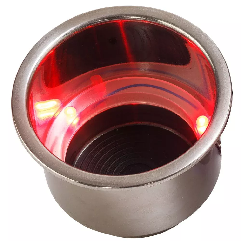Sea-Dog LED Flush Mount Combo Drink Holder w/Drain Fitting – Red LED