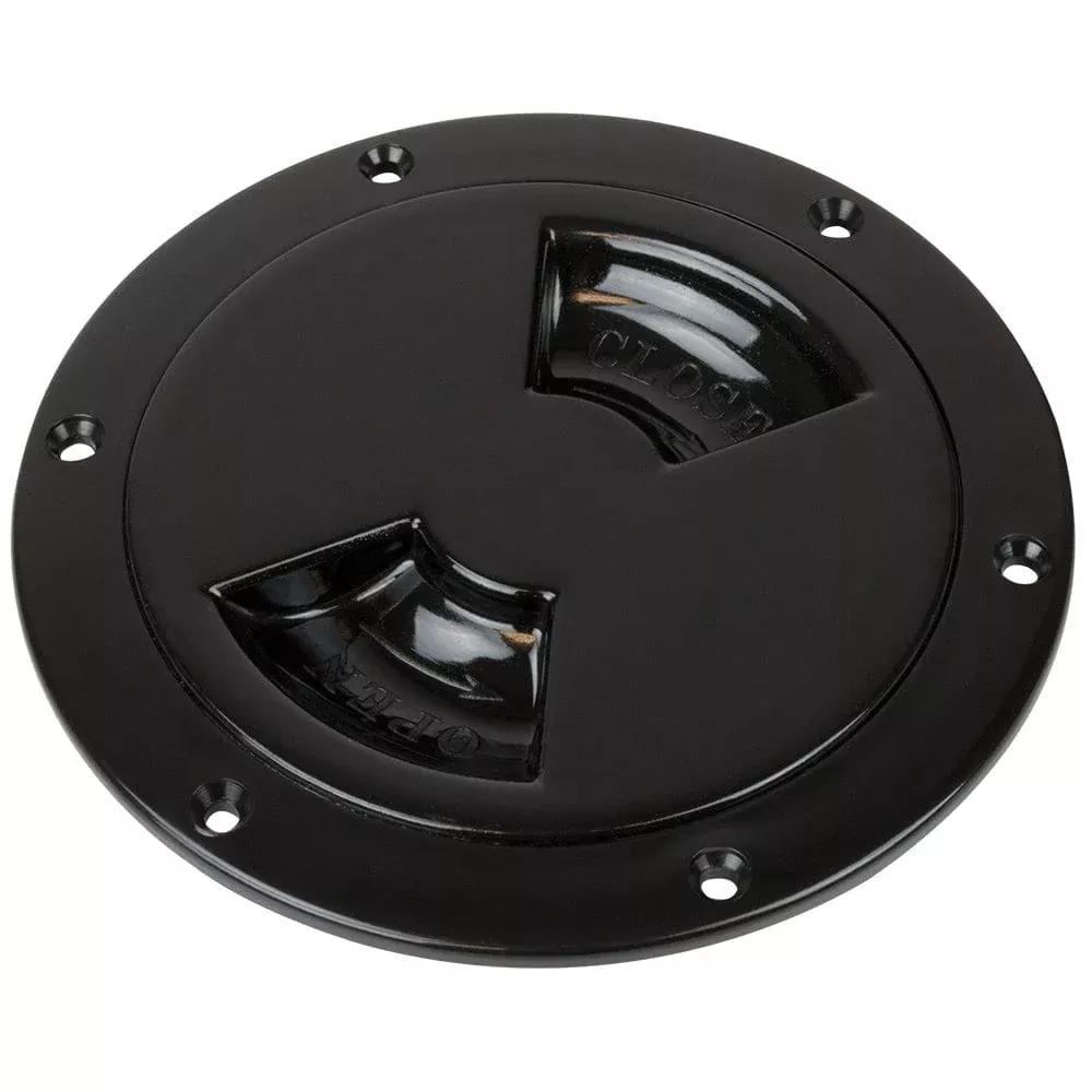 Sea-Dog Quarter-Turn Smooth Deck Plate w/Internal Collar – Black – 8″