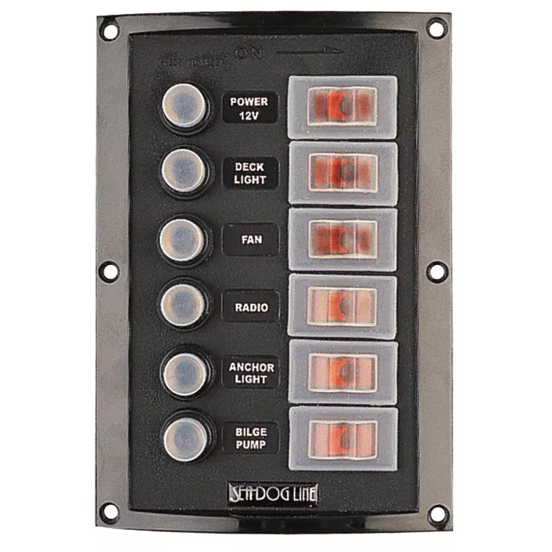 Sea-Dog Splash Guard Circuit Breaker Panel – 6 Circuit