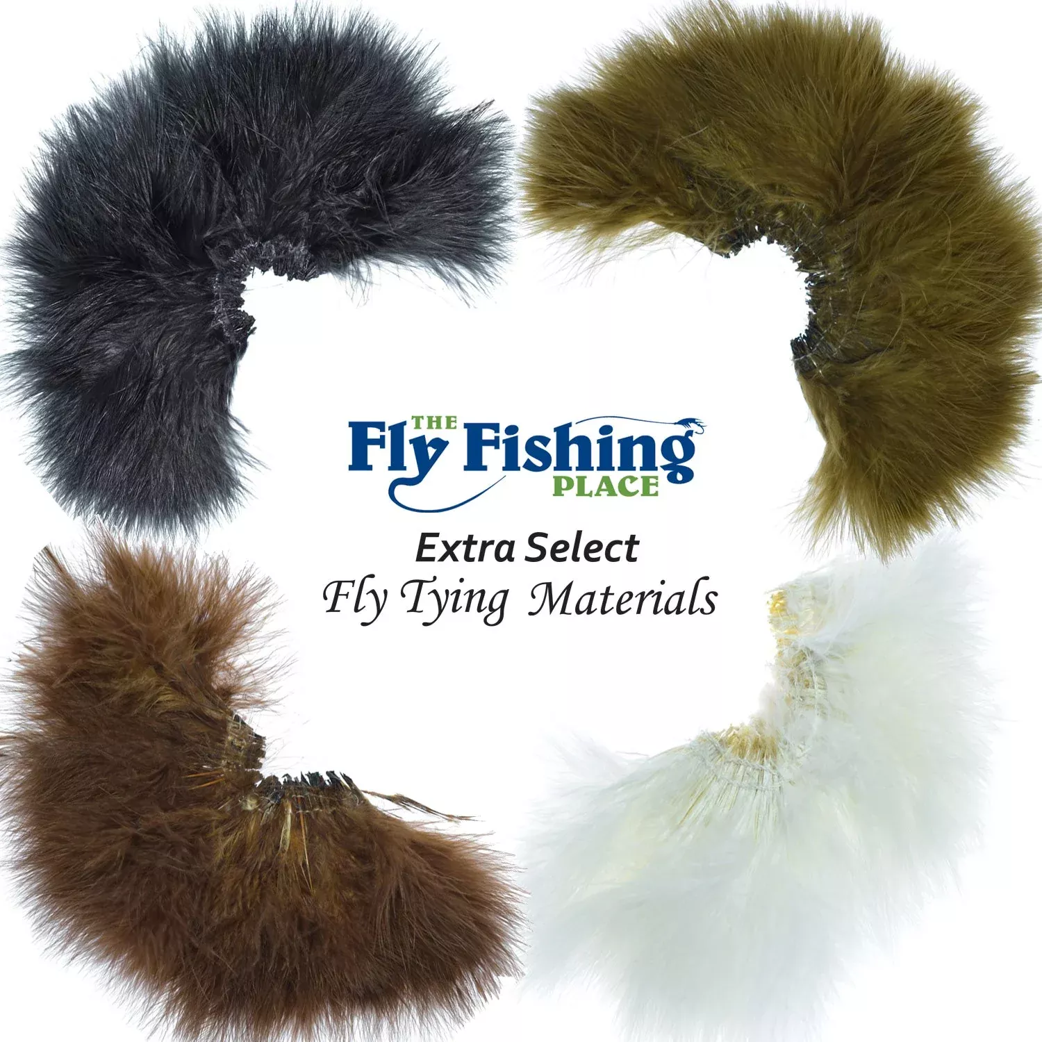 Select Strung Long Spey Marabou Master Pack – 4 Colors – White Dark Brown Sculpin Olive Black