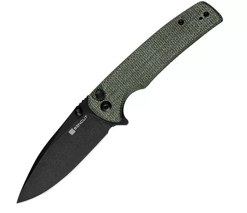 Sencut Sachse Button Lock Green Micarta