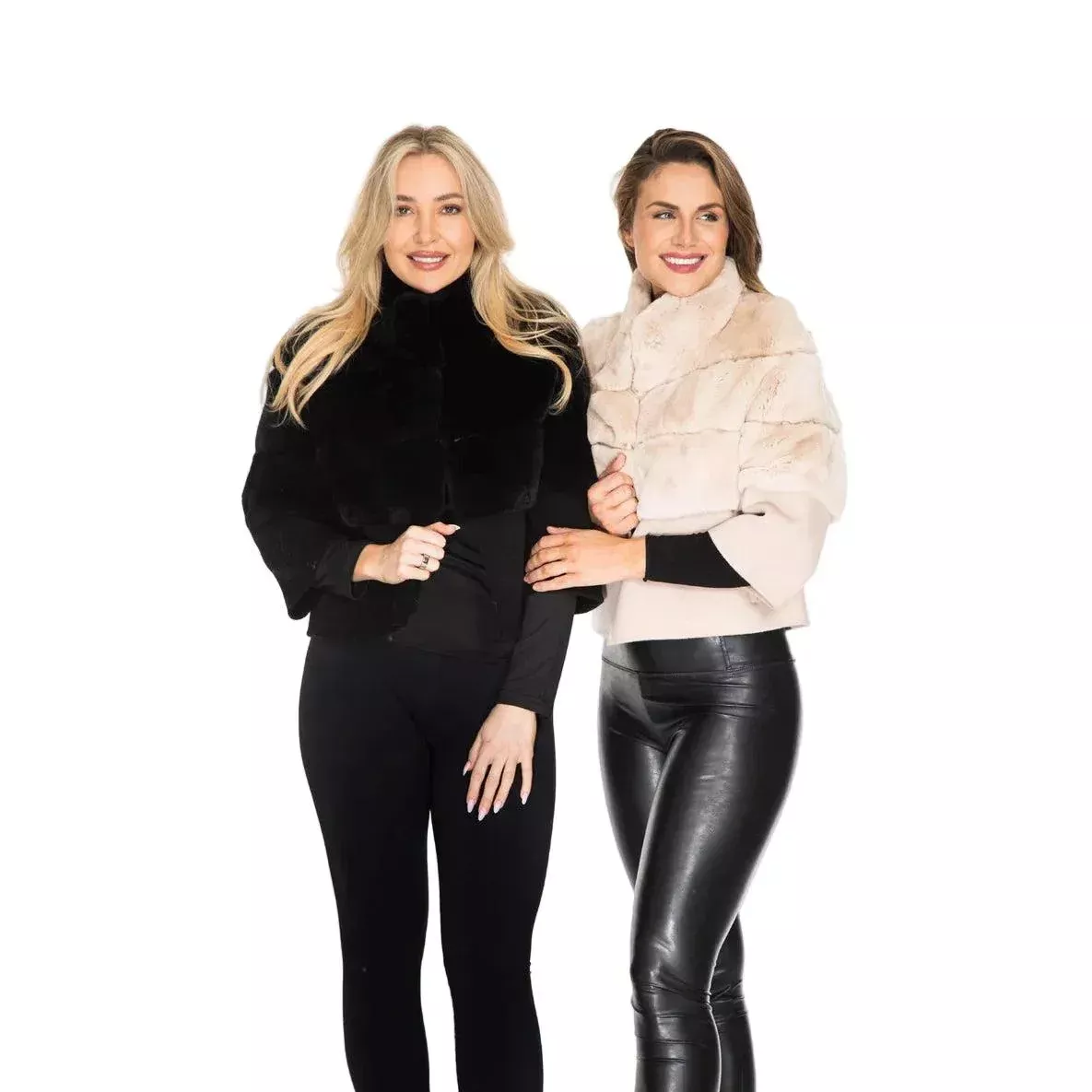 Sheared Rabbit Fur and Wool Short Jacket