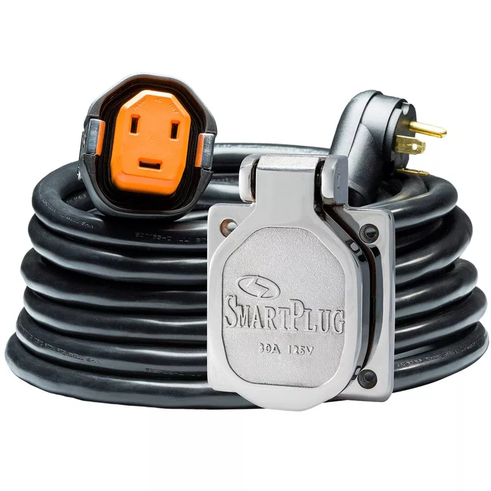 SmartPlug RV Kit 30 Amp 30′ Dual Configuration Cordset – Black (SPX X Park Power) & Stainless Steel Inlet