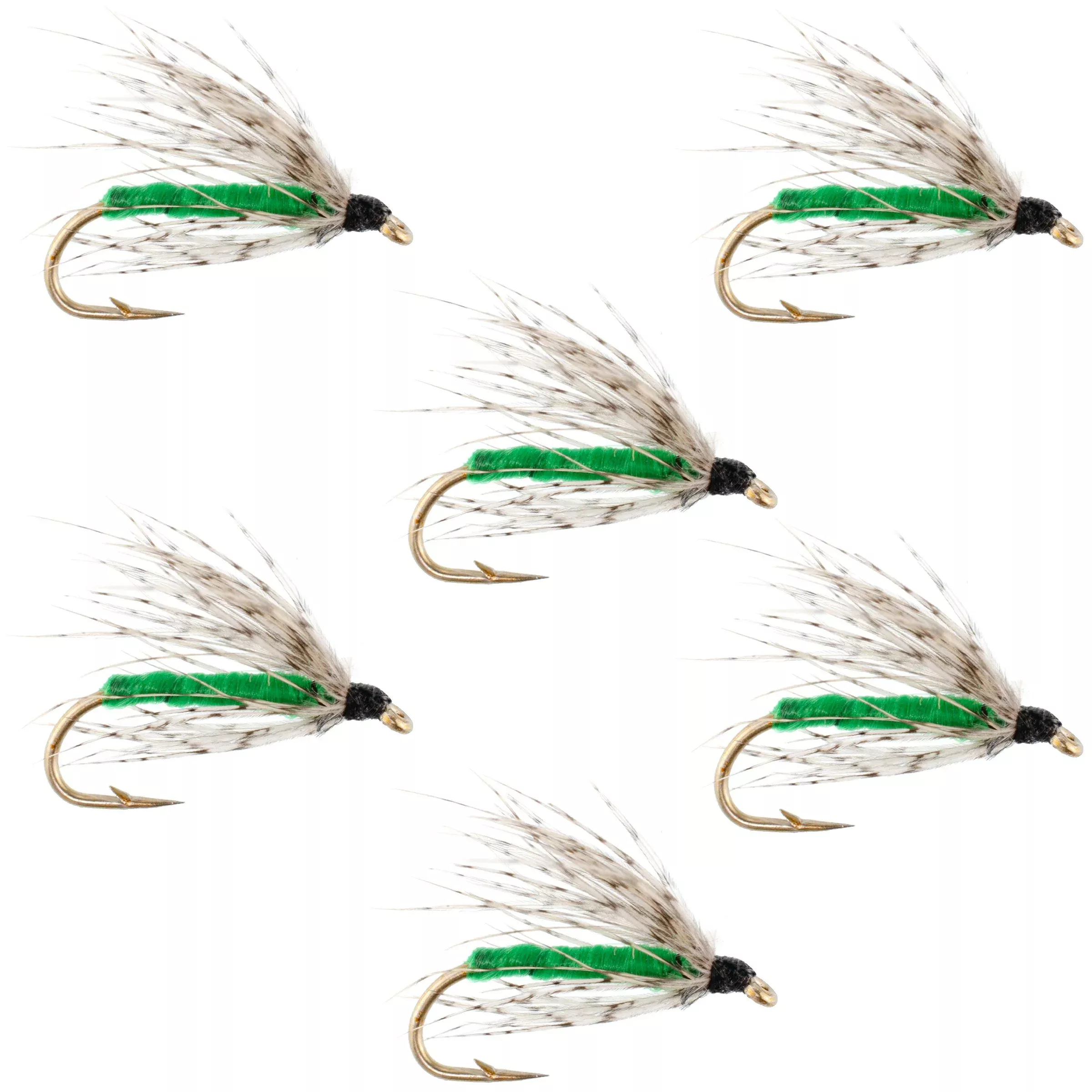 Soft Hackle Partridge and Green Fly Fishing Wet Flies – 6 Flies Hook Size 12