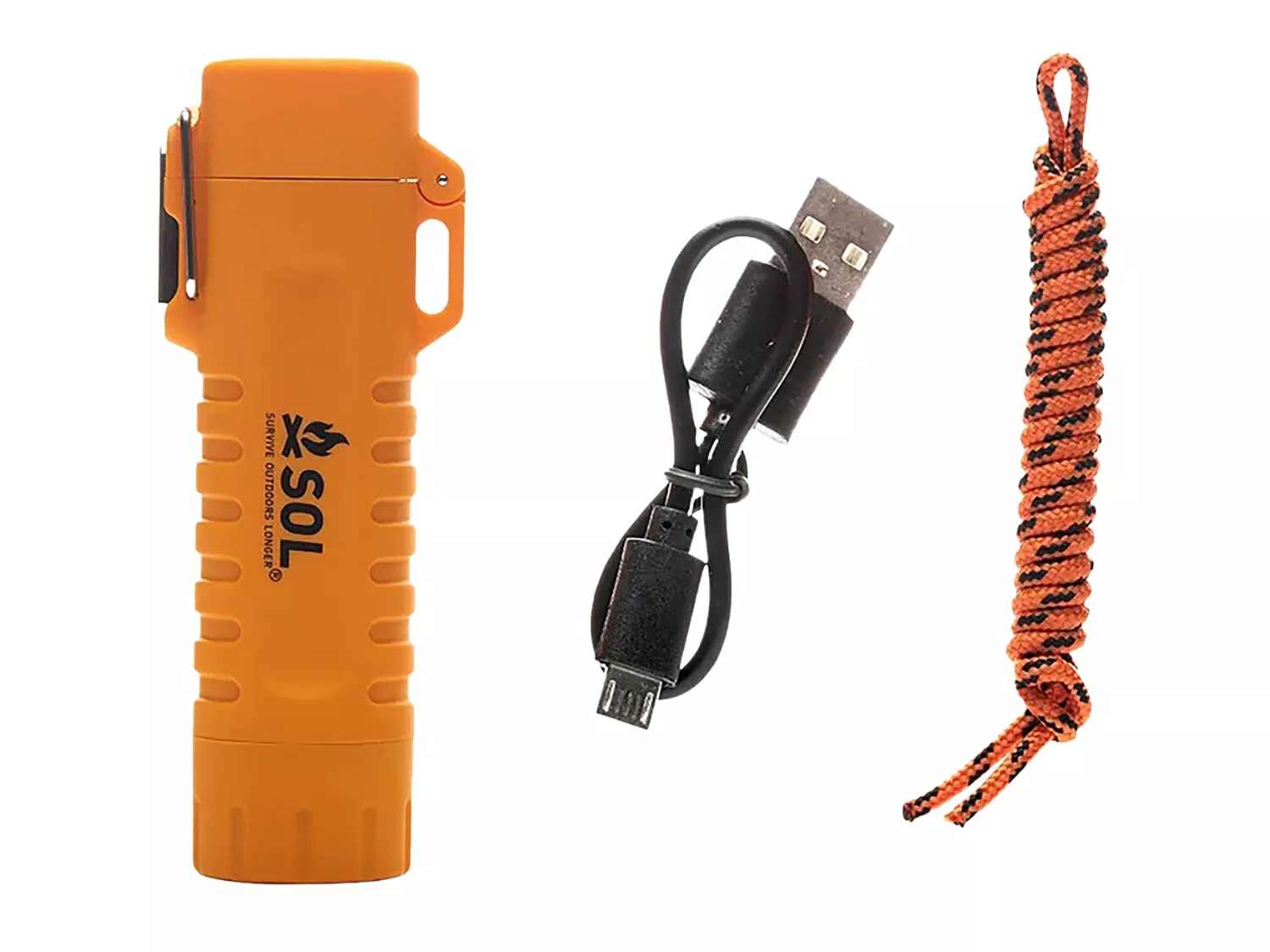 SOL Fire Lite Fuel-Free Lighter Orange w/ USB & Lanyard