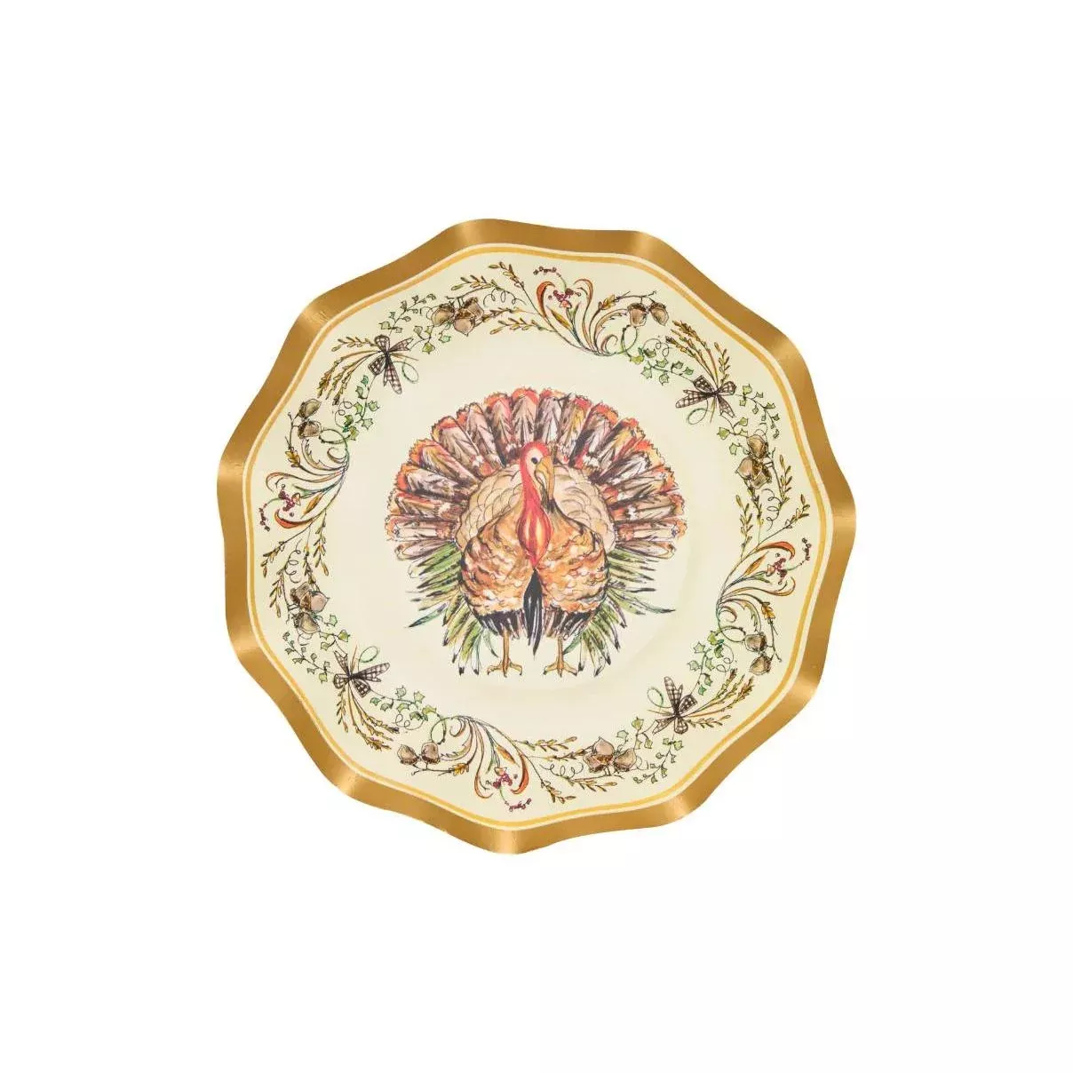 Sophistiplate Turkey & Gourds Wavy Appetizer/Dessert Bowls