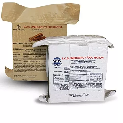 SOS Food Labs - Emergency Ration Bars Cinnamon and Coconut 3 Day / 72 Hour - 2 Pack