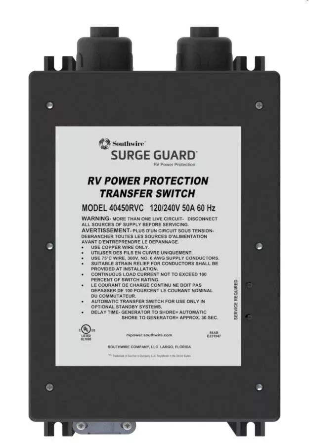 Southwire Surge Guard 50A 120/240V Hardwire Automatic Transfer Switch• 40450RVC3