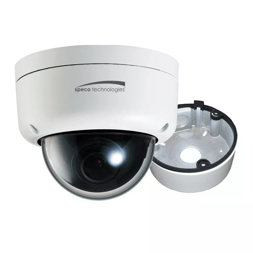 Speco 2MP Ultra Intesifier IP Dome Camera 3.6mm Lens – White Housing w/Removable Black Cover & Included Junction Box