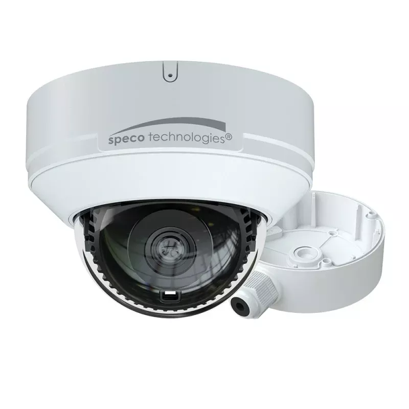 Speco 4MP H.265 AI IP Dome Camera w/IR – 2.8mm Fixed LensJunction Box
