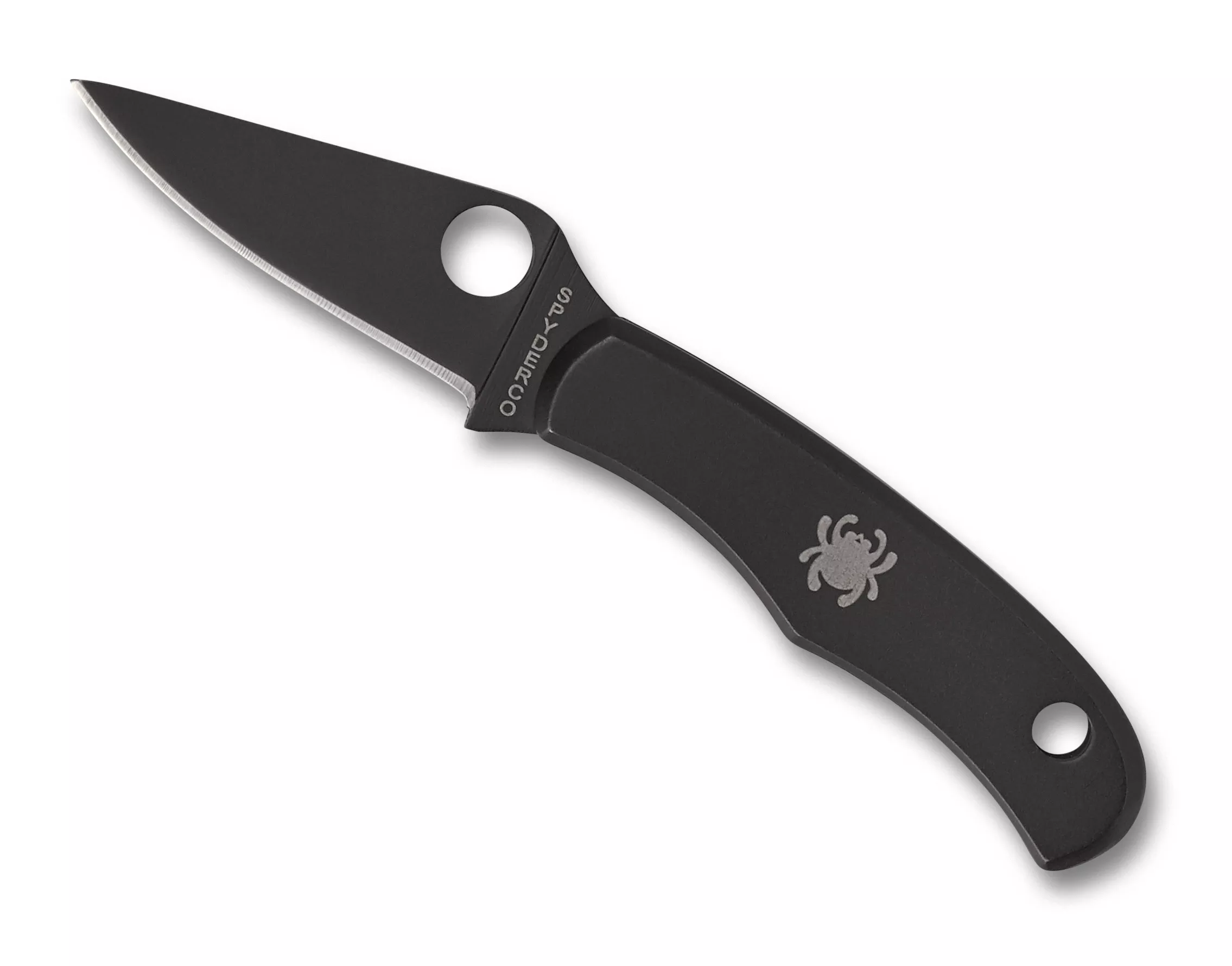 Spyderco Bug Micro-Size Folding Knife 1.26″ Black Oxide Plain Blade and Stainless Steel Handles W/ Clip