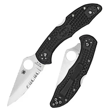 Spyderco C11PSBK Delica Lockback Knife, Black, 7.13-Inch