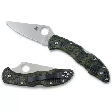 Spyderco C11ZFPGR Delica 4 Folding Knife Flat Ground 2.90" VG-10 Plain Edge Blade, Zome Green FRN Handle