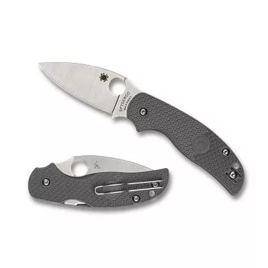 Spyderco C123PGY Sage 5 Lightweight Maxamet Folding Knife 3" Maxamet Plain Edge Blade, Gray FRN Handle