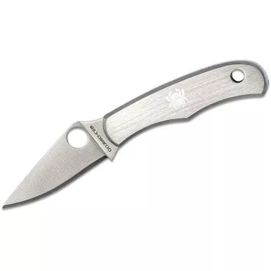 Spyderco C133P Bug Folding Knife 1.27" 3Cr13 Plain Edge Blade, Stainless Steel Handle