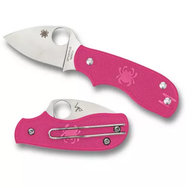 Spyderco C154PPN Squeak Folding Knife 2.00" N690Co Plain Edge Blade, Pink Handle