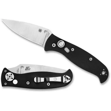 Spyderco C165GP2 Autonomy 2 Automatic Knife 3.50" LC200N Plain Edge Blade, Black G-10 Handle