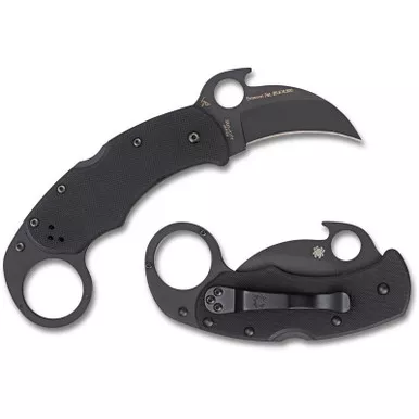 Spyderco C170GBBKP Karahawk Folding Knife 2.29" VG-10 Black Plain Edge Blade, Black G-10 Handle