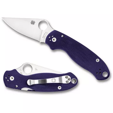 Spyderco C223GPDBL Para 3 Folding Knife 2.95" CPM-S110V Plain Edge Blade, Dark Blue G-10 Handle