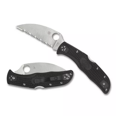 Spyderco C243FSWCBK Endela Lightweight Folding Knife Wharncliffe 3.40" Serrated Edge Blade, Black FRN Handle