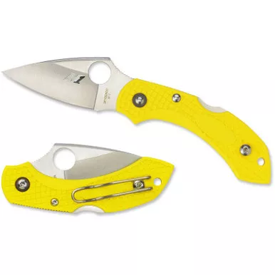 Spyderco C28PYL2 Dragonfly 2 Salt Folding Knife 2.25" H-2 Plain Edge Blade, Yellow FRN Handle