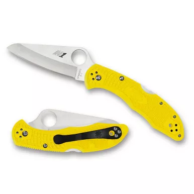 Spyderco C88PYL2 Salt 2 Folding Knife 3.00" H-2 Plain Edge Blade, Yellow FRN Handle