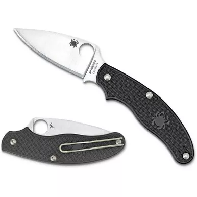 Spyderco C94PBK UK Penknife Folding Knife Leaf-Shaped 2.93" CTS-BD1N Plain Edge Blade, Black FRN Handle
