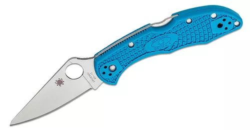 Spyderco Delica Blue Lockback Flat Ground