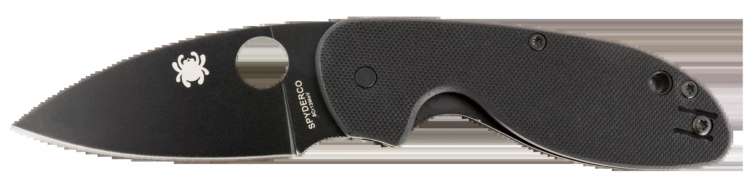 Spyderco Efficient Folding Knife, Black Oxide 8Cr13MoV Blade, G-10 Handle, LinerLock – C216GPBBK