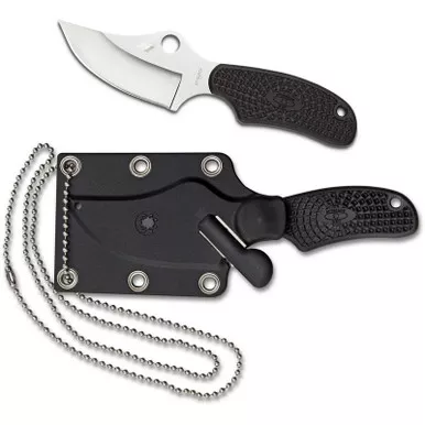 Spyderco FB35PBK Ark Fixed Knife 2.56" H-2 Plain Edge Blade, Black FRN Handle