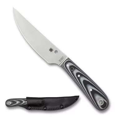 Spyderco FB46GP Bow River Fixed Knife 4.36" 8Cr13MoV Trailing Point Plain Edge Blade, Black/Gray G-10 Handle