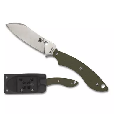 Spyderco FB50GPOD Stok Drop Point Fixed Knife 2.95" 8Cr13MoV Plain Edge Blade, Olive Drab G-10 Handle