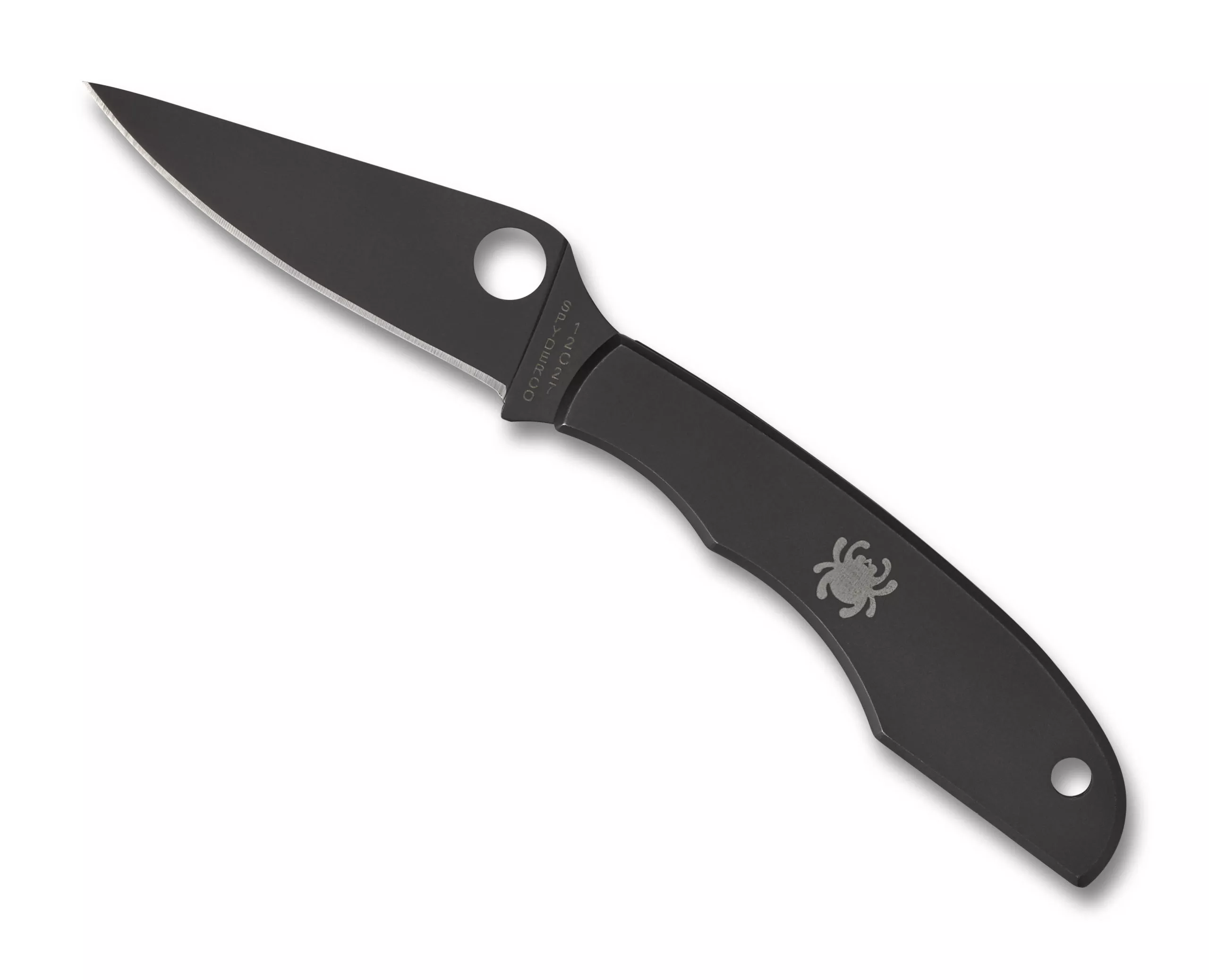 Spyderco Grasshopper Miniature Folding Knife 2.27″ Black Oxide Plain Blade and Stainless Steel Handles W/ Clip