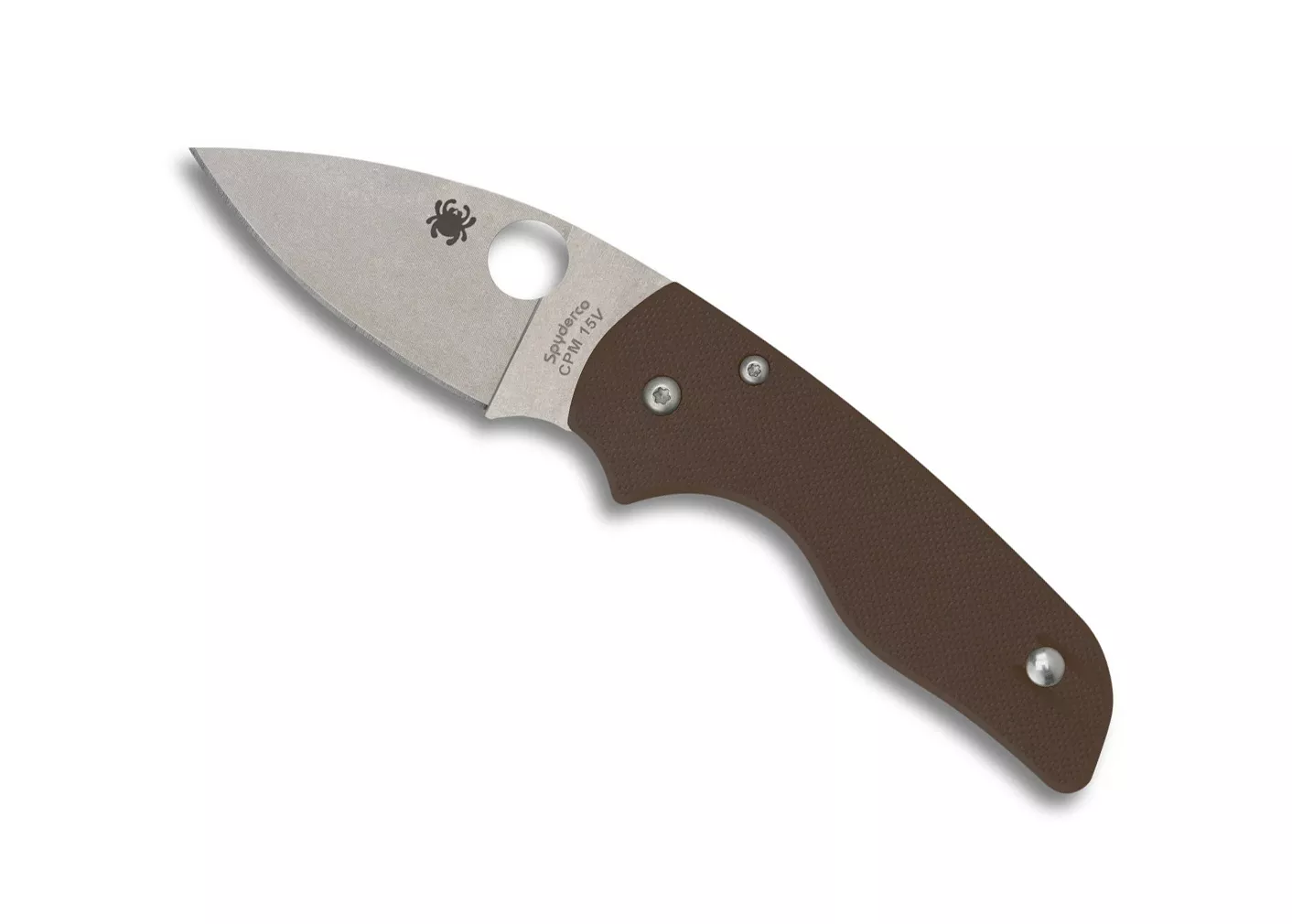 Spyderco Lil’ Native Compression Lock Folding Knife, 2.42″ CPM-15V Stonewashed Plain Blade, Brown G10 Handles W/ Clip, C230GPBN15V (Sprint Run)