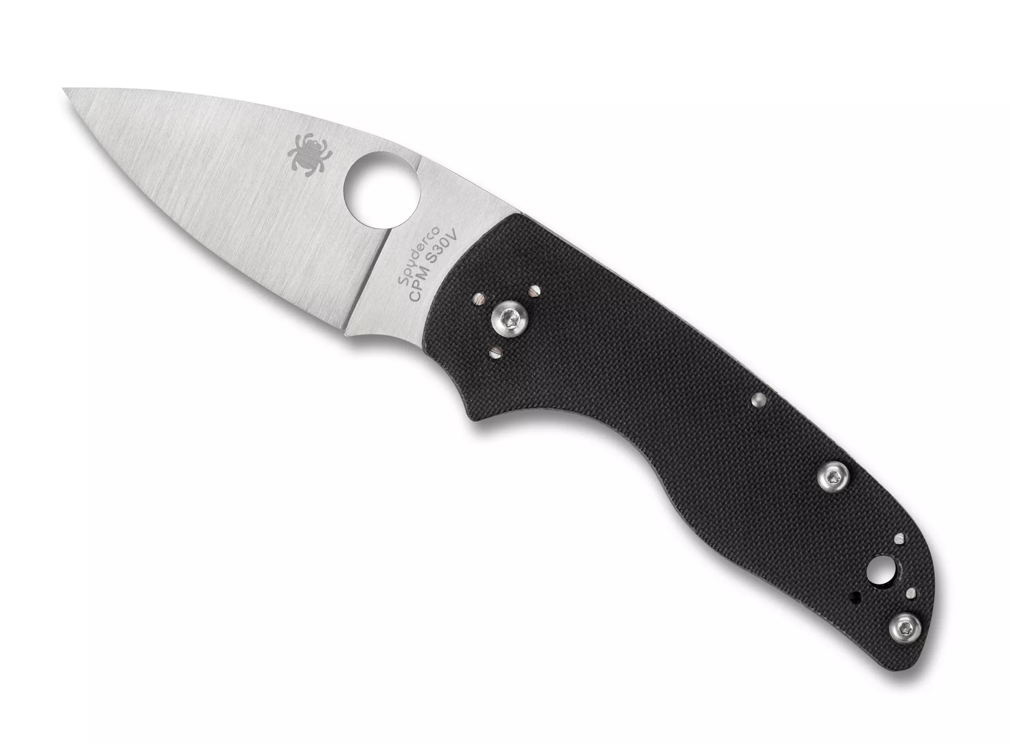 Spyderco Lil’ Native SLIPIT Slip Joint Folding Knife, 2.42″ CPM-S30V Drop Point Plain Blade, Black G10 Handles W/Clip