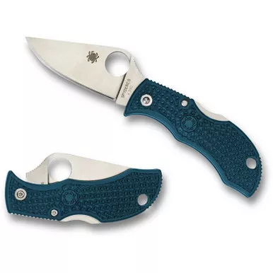 Spyderco MFPK390 Manbug Lightweight Folding Knife 1.947" K390 Plain Edge Blade, Blue FRN Handle