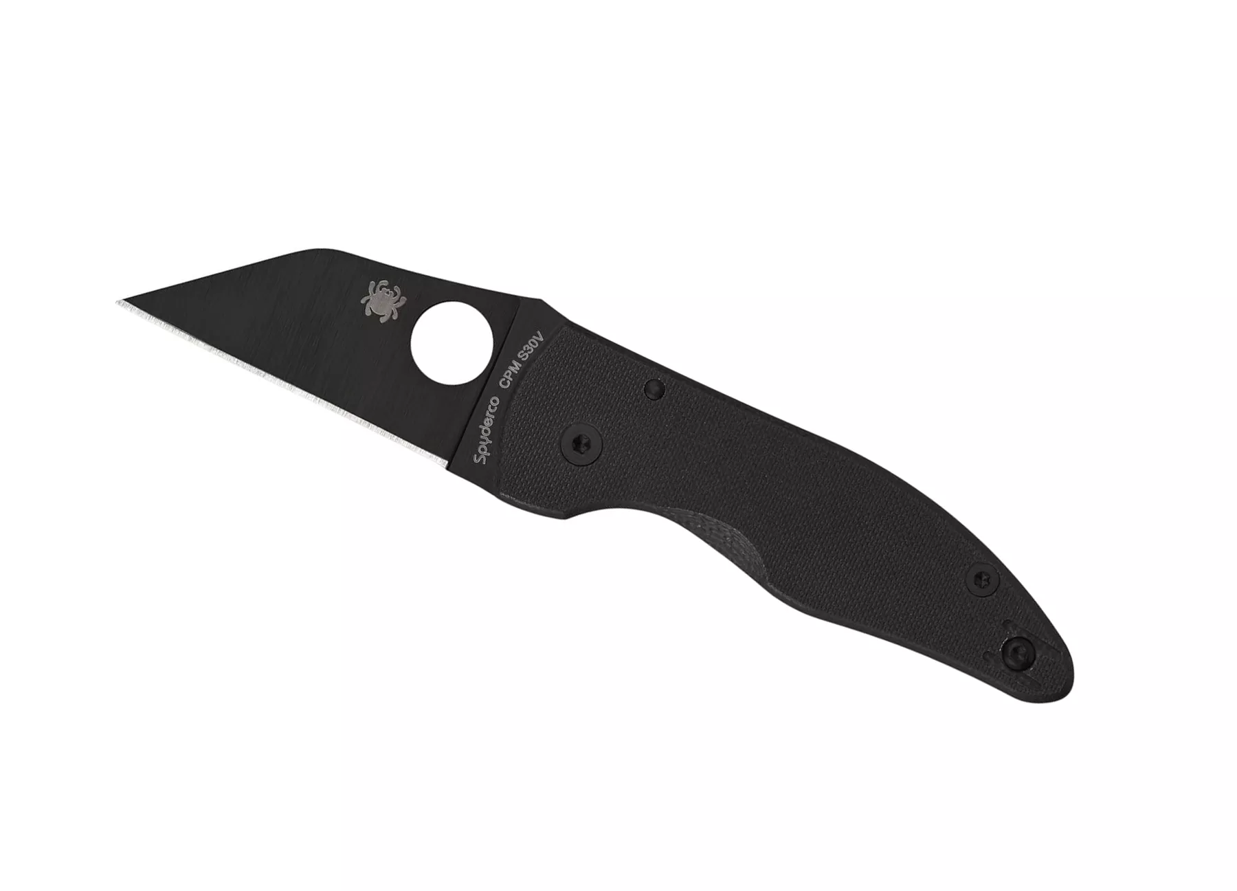 Spyderco MicroJimbo Compression Lock Folding Knife, 2.45″ S30V Black Plain Blade, Black G10 Handles W/ Clip