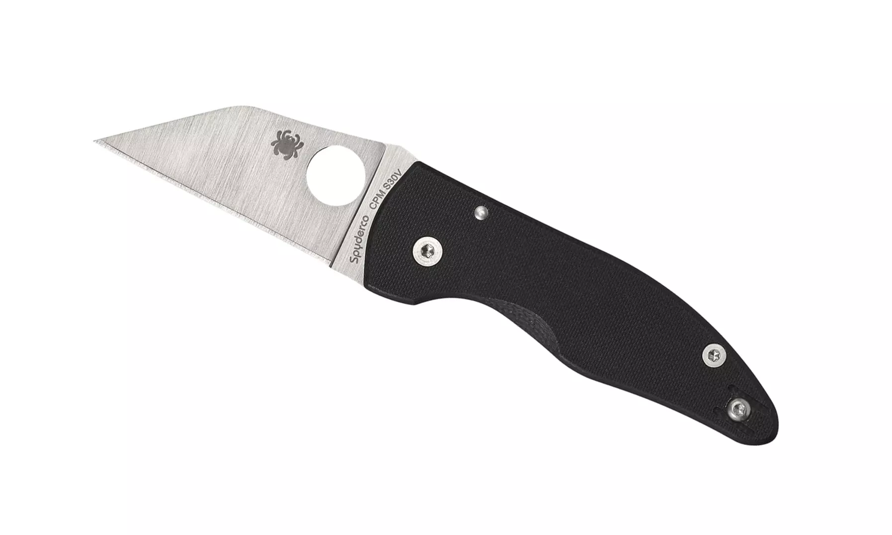 Spyderco MicroJimbo Compression Lock Folding Knife, 2.45″ S30V Plain Blade, Black G10 Handles W/ Clip