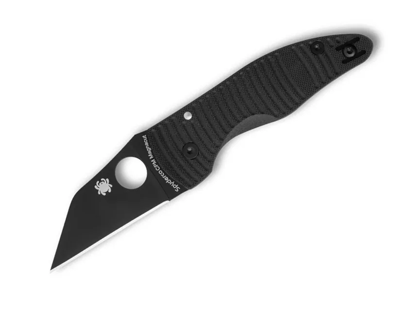 Spyderco MicroJimbo Salt Folding Compression Lock Folding Knife, 2.45″ CPM-MagnaCut Black DLC Plain Blade, Black G10 Handles W/Clip