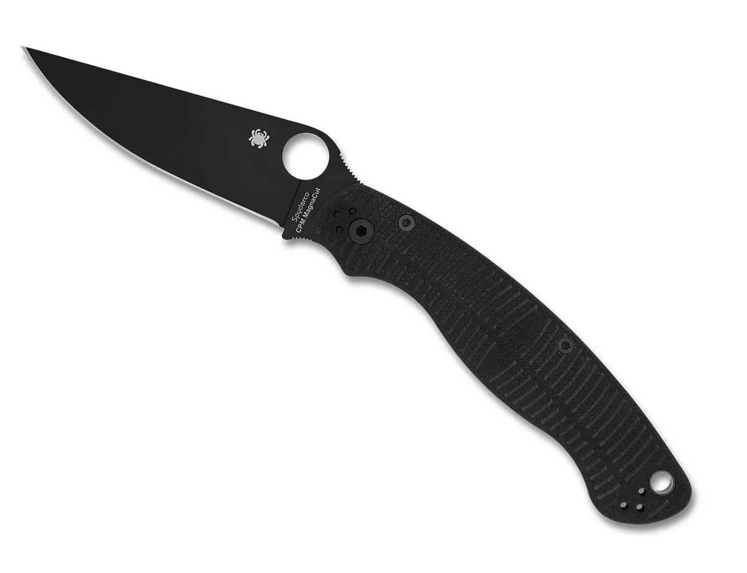 Spyderco Military 2 Salt Compression Lock Folding Knife, 4″ CPM-MagnaCut Black DLC Plain Blade, Black G10 Handles W/ Clip