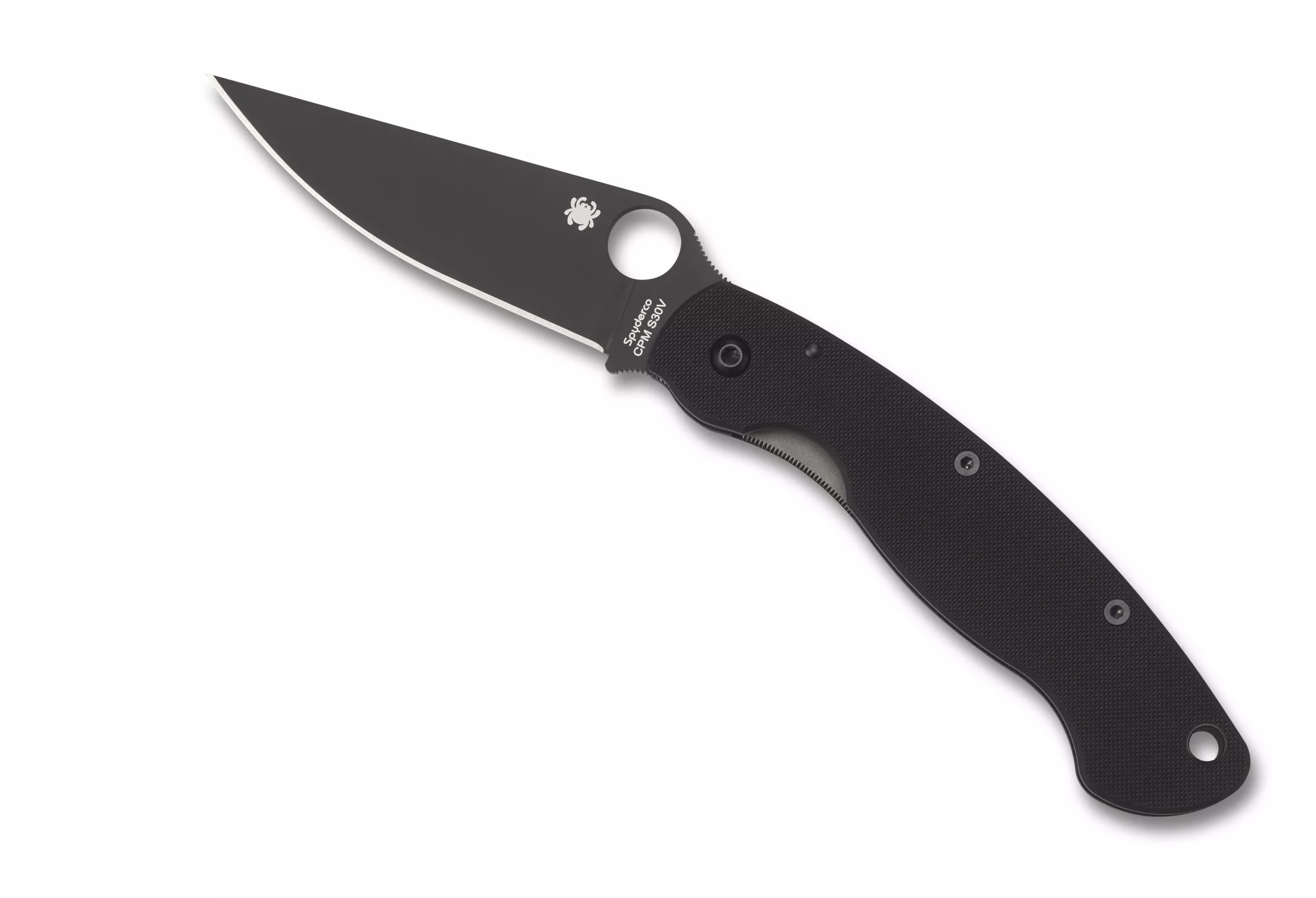 Spyderco Military Folding Knife 4″ S30V Black Plain Blade, Black G10 Handles W/Clip