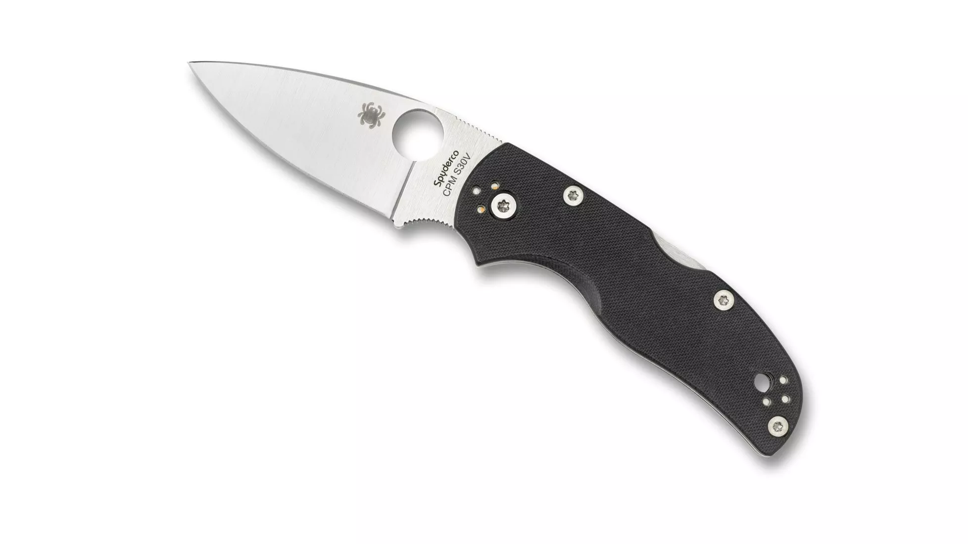 Spyderco Native 5 Folding Knife 3″ S30V Satin Plain Blade, Black G10 Handles W/Clip