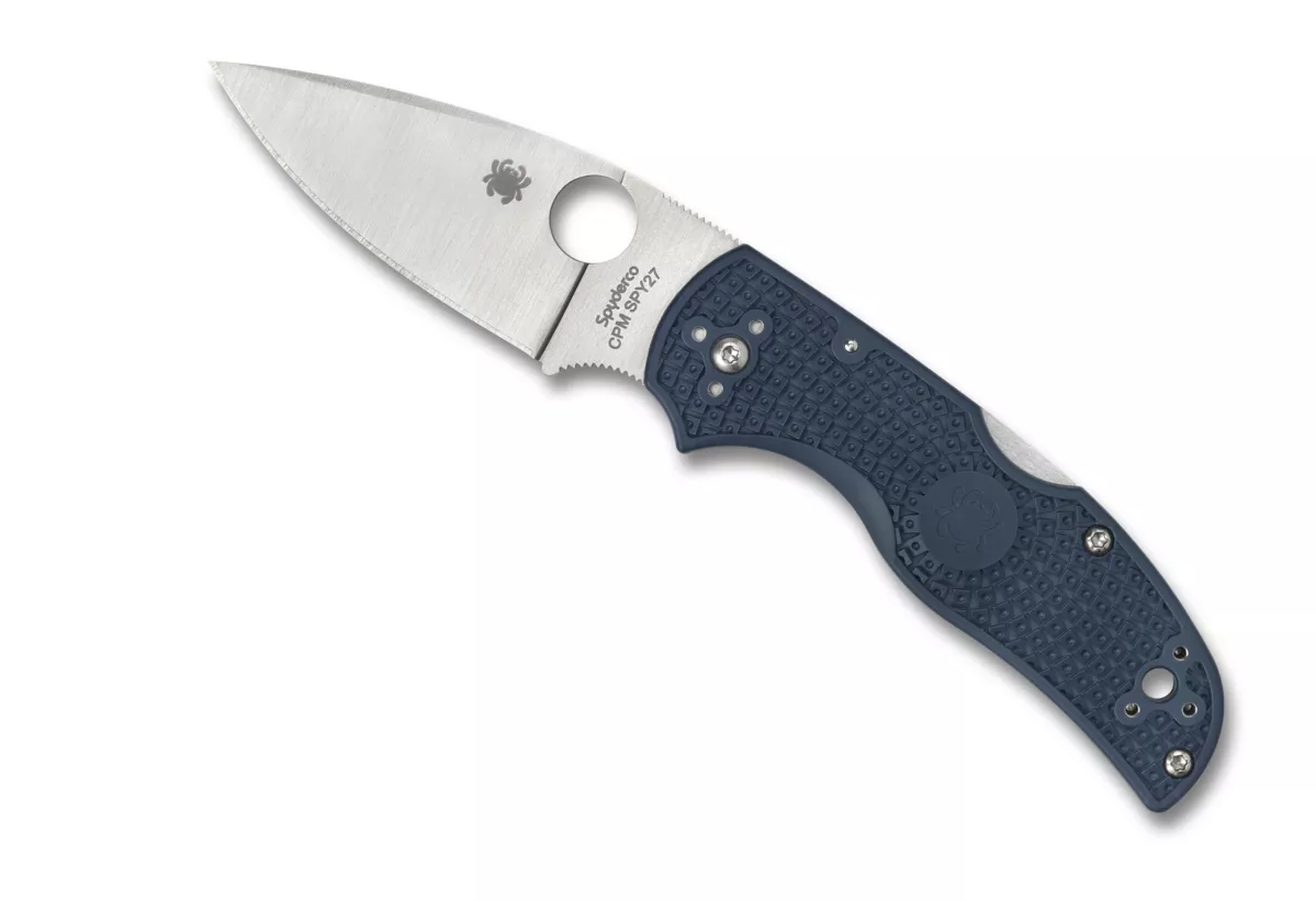 Spyderco Native 5 Lightweight Folding Knife 2.95″ CPM-SPY27 Satin Plain Blade, Cobalt Blue FRN Handles W/ Clip
