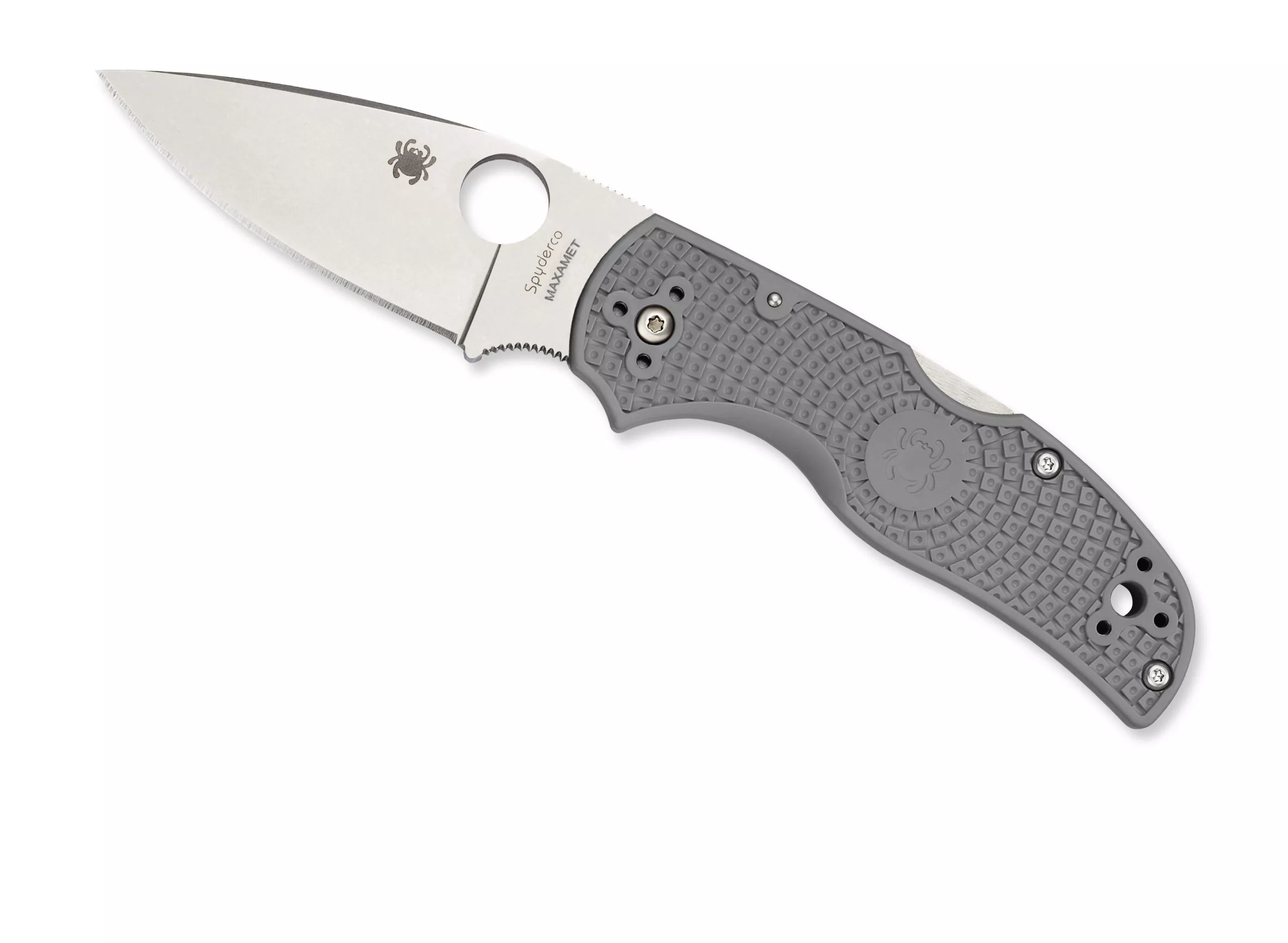 Spyderco Native 5 Lightweight Folding Knife 2.95″ Maxamet Satin Plain Blade, Gray FRN Handles W/ Clip